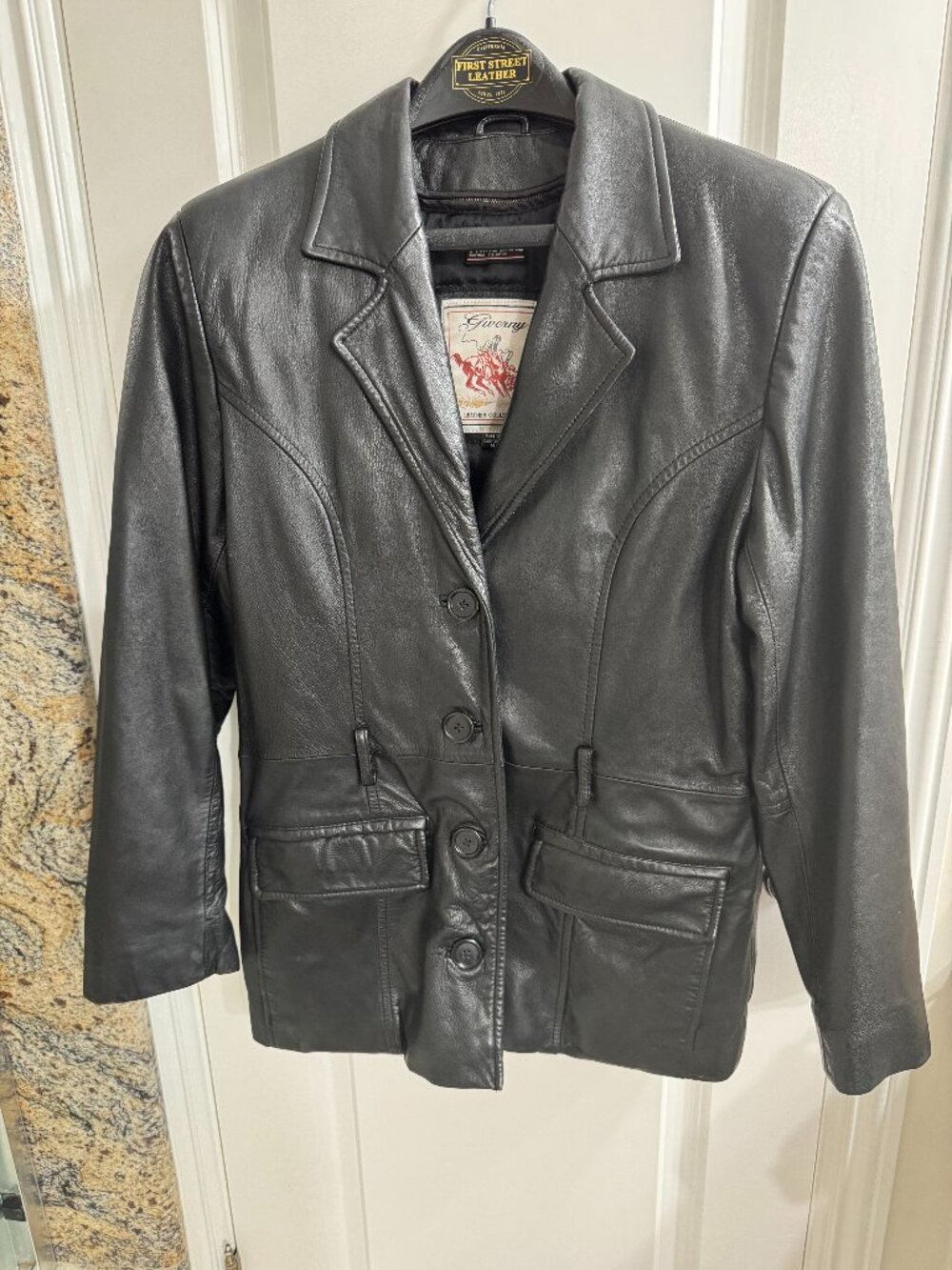 Giverny Black Leather Jacket, M